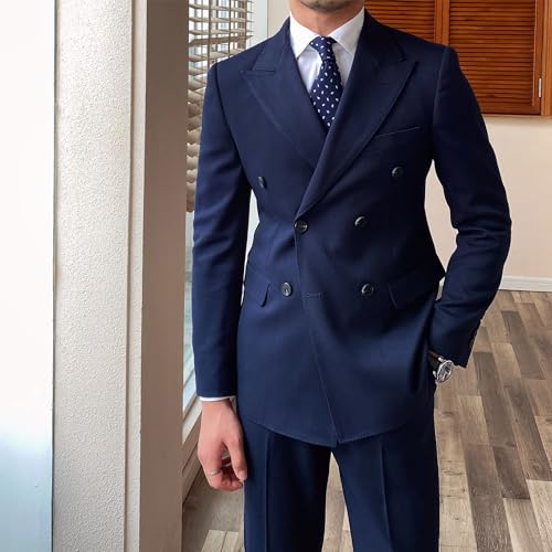 Men's Double Breasted Suit 2-Piece Set Formal Business Blazer & Trousers Wedding, Party & Office Slim Fit Suit2