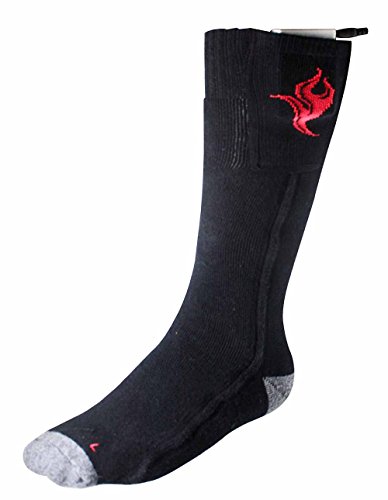 THERMO GEAR Heated Wool Socks, Electric Running, Hiking, and Hunting Socks for Men and Women (LARGE, BLACK)