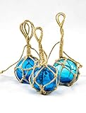 Aqua Glass Float Balls - 3 Fishing Buoy Balls 2' - Perfect for Beach Weddings or as Christmas Ornaments - Plus Free Nautical Ebook by Joseph Rains