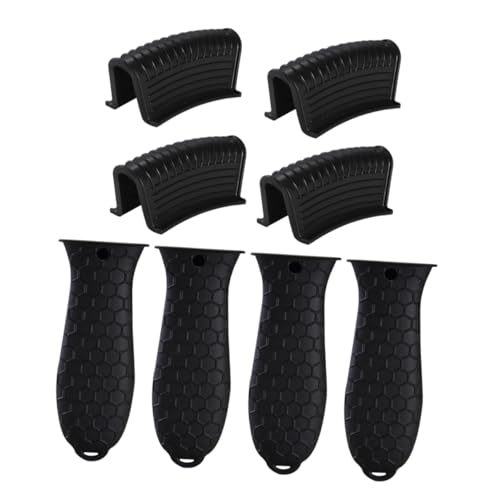 Cabilock 8pièces Protège-poignées pour Casseroles Ustensiles De Cuisine Accessoires Pratiques Et Sécuritaires Noir