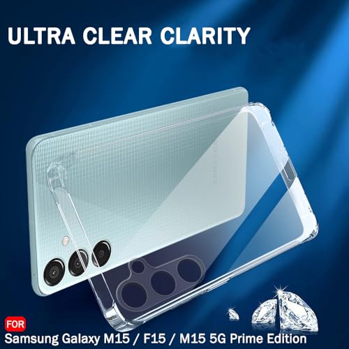 Image of TheGiftKart Back Cover Soft Case for Samsung Galaxy M15 / F15 / M15 5G Prime Edition | Best Camera Protection | Inbuilt Dust Plugs & Anti-Slip Grip | Ultra Clear Back Cover (Silicone, Transparent)