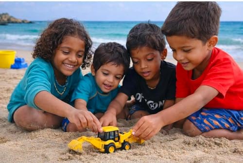 Image of Lookalike Heavy-Duty Backhoe Loader Excavator Toy, Yellow, Friction Powered, Construction Vehicle, for Boys 3-12 Years