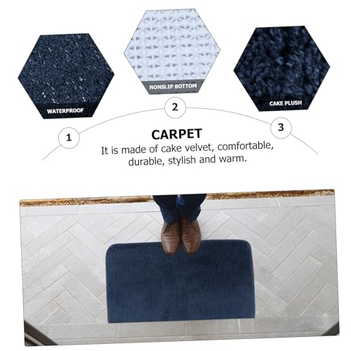 Tapis d'entrée artisanal antidérapant peluche douce navy coussinet de pied confortable