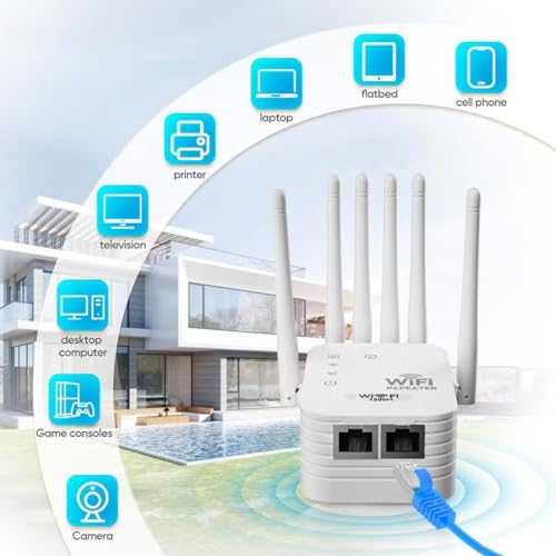 Image of WiFi Extender 6-Antenna Strong Signal, Antenna Amplifier WiFi Booster and Signal Amplifier, Long Range WiFi Extender with Ethernet Port for Pc, Outdoor Coverage, Enhanced Network Range (300M, 1pc)