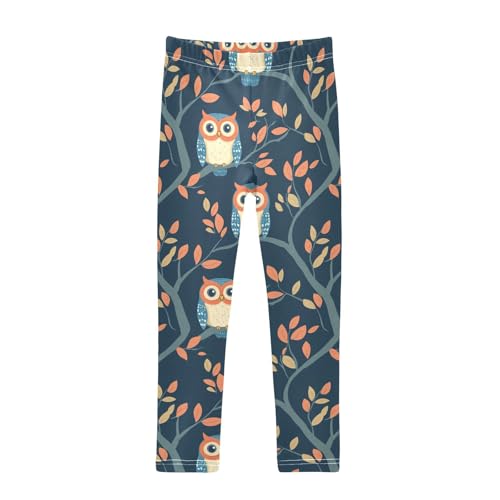 Girls Leggings Cute Owls Tree Leaves Soft Toddler Leggings for Girls Kids Pants Size 4T-10T