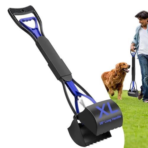 Image of Pooper Scooper,Dog Pooper Scooper,Pooper Scooper for Large Dogs,Folding Dog Poop Scooper, 28 inch Long Handle No-Bend Cleanup,with Durable Spring,Works on Grass /Dirt /Gravel & More Surfaces (Blue)