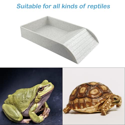 image for Quaocens 3 PCS Tortoise Food Dish with Ramp and Tortoise Water Bowl,Gr