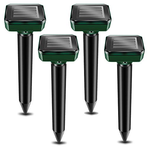 Solar Mole Repellent, 4 PCS Ultrasonic Solar Powered Animal...