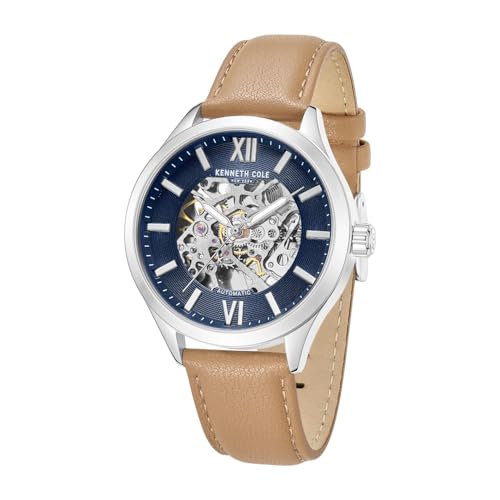 Image of Kenneth Cole Automatic Blue Round Dial Men's Watch | Genuine Leather Strap Material | Watches for Men Analog - KCWGX0103801MNW