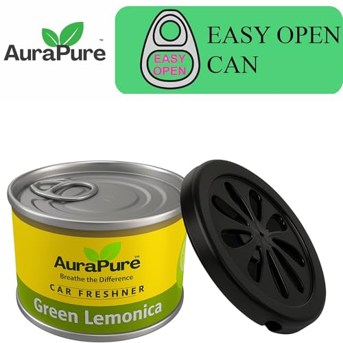 Image of Green Lemonica Car Perfume | Strong Gel Air Freshener for Car Dashboard & Interior | Long-Lasting Organic Fragrance | Odor Eliminator for Smoke, Food, Pets | 100g | Travel Friendly