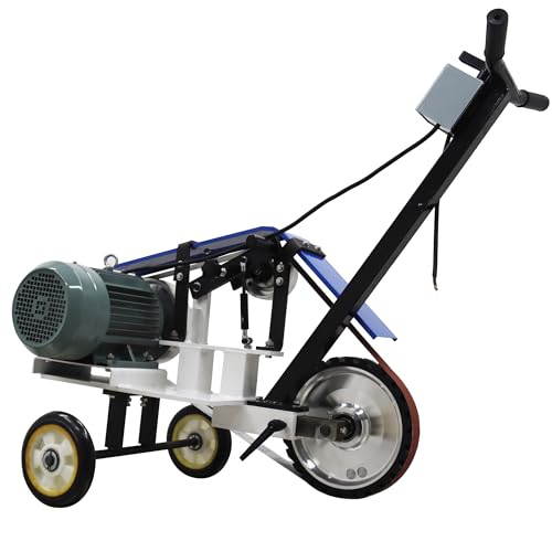 HQHAOTWU Movable Belt Grinder Sander Hand Pushed Flat Arc Grinding Polisher Machine for Metalworking Polishing&Rust Removal 220V Compatible with 3PCS 74.8-82 * 2