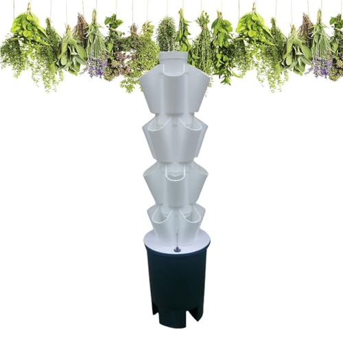 Kit Sistema Di Coltivazione Idroponica Tower, Il Migliore Grande Giardino Di Erbe Aromatiche Lattuga Pomodoro Verdura Erbe Aromatiche Sistema Di Coltivazione Idroponica Per Interni Ed Esterni(White,83