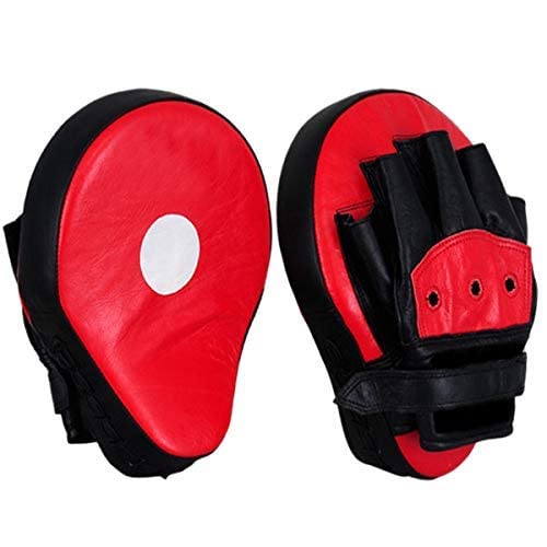 RANAC Sports Red Black Boxing Focus Pad, Martial Arts Curved Mitt for Karate and Training