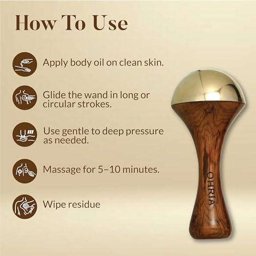 Image of Ohria Ayurveda Kansa Body Massage Wand with Teakwood Handle | Handcrafted Copper & Tin Alloy Tool for Stress Relief, Joint Mobility, Muscle Relaxation, Skin Glow & Ayurvedic Body Massage