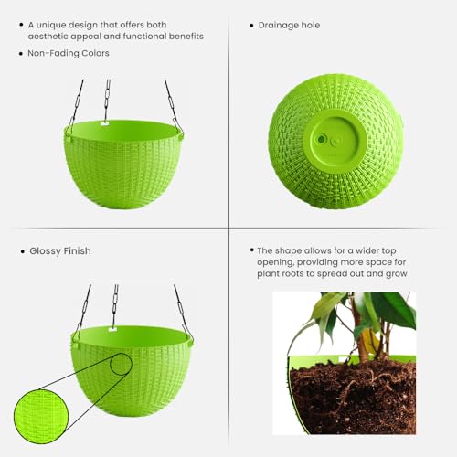 Image of YUCCABE ITALIA SHERA URO-Basket Plastic Flower Pot with Drainage Holes Round Planter Pot Suitable for Inddor Outdoor Kitchen (Multicolor, 6 INCH - 12 Pcs)