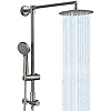 Fennocasa Polaris 1 Rain Shower System, includes 8 Rainfall Shower Head with High Pressure Handheld Combo, 3-Setting Handheld Spray, Height Adjustable Spray Holder, 60 Hose (Brushed Nickel)