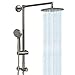Polaris I Retrofit Rain Shower System, 3-Setting Handheld Shower Combo with Slide Bar, 8" Low Profile Shower Head, Ideal for Low-ceiling Bathroom DIY Remodel (Brushed Nickel)