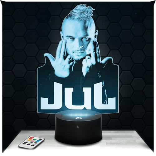 Lampephoto.fr - Lampe 3D Rappeur Jul Idée Cadeau Fan de Jul, Veilleuse Tactile Led Illusion, Effet...