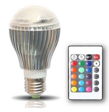 eBoTrade-Tech E27 LED Color Changing Light Bulb - 16 Color Diffuse 10-watt Color Changing LED Light Bulb with Remote Control - Powered By 3 Vibrant Led's and 10 Watts of Power, Its the Brightest Multi Color LED Bulb and Mood Light.