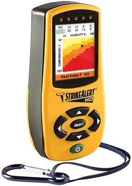 Strike Alert HD Field Personal Lightning Detector with Warmth Stress Monitor, 360-Degree, 40 Miles Tracking, Color-Coded LED Alerts