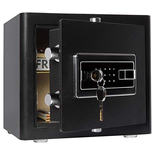 Lovndi Digital Security Safe Box for Home Office-Double Safety Key Lock and Password, Home Safes-0.94 Cubic Feet, Black