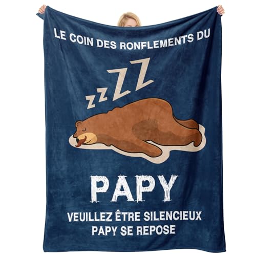 Einanmut Cadeau Papy, Cadeau Papi, Couverture Bleu 60''*50'', Cadeau Grand Pere, Cadeau Anniversaire Papy Papi