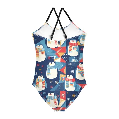 KLL Christmas Penguin Girls 1 Piece Bathing Suit Summer Swimming Suits Adjustable Strap Cute2