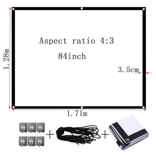 Image of Portable Outdoor Movie Screen, 60-200 Inch 3D Projector Screen Foldable Movie Screen for Projectors Enjoy Outdoor Film Movie Night, Projector Backing Black Movies Screens(4:3,84 inch Screen)
