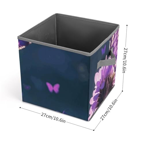 Cube de rangement pliable papillons violets pour armoire - 3