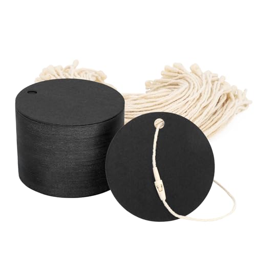 Étiquette prix noire avec ficelle pour étiquetage de cadeau lot de 100