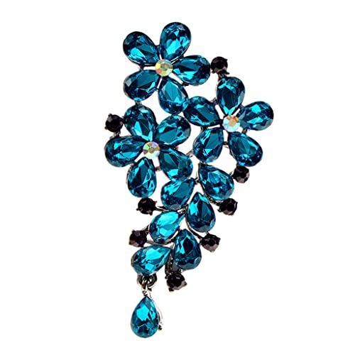 Broche fleur cristal bleu vintage pour accessoire femme