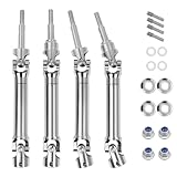 4Pcs Front and Rear CVD Drive Shafts U-Joint Steel Metal RC Driveshaft for 1/10 Traxxas Slash/Stampede/Hoss/Rustler VXL 4X4 4WD RC Car Upgrade Parts(Steel Metal Front&Rear Axle, Sliver)