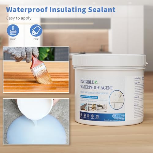 Image of Invisible Waterproof Agent Transparent Repairing Leak Waterproof Adhesive for Roofs, Walls, Bathroom, Shower, Window Sills, Indoor & Outdoor Water Proof Coating 35 Oz
