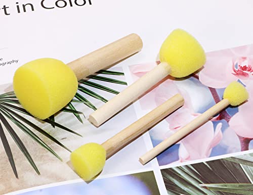 Foam Sponge Brushes Set Penta Angel 8Pcs Multi Size Round Painting Sponges Tools With Wood Handle For Acrylic Stains Watercolor Varnishes And Crafts Diy(Mixed Size, Yellow) #TOP3