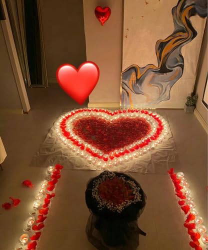 image for CODE FLORIST 1500 PCS Red Silk Rose Petals for Valentine's Day,Romanti