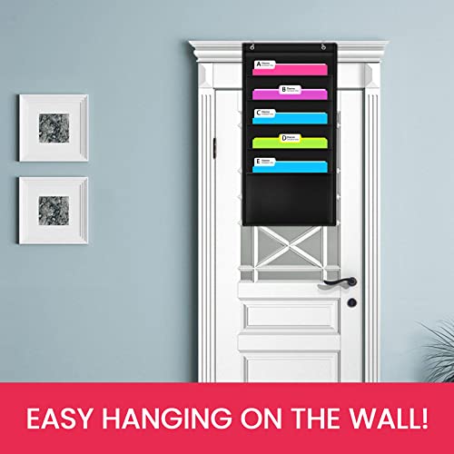 Image of Heavy Duty Storage Pocket Chart for Classroom and Office,Clear Storage Pocket Chart for Files Folder (5 POCKETS)