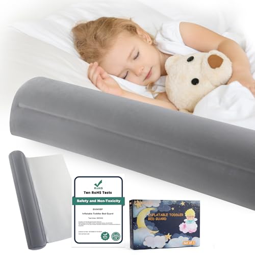 EVINYEP Barandilla de Cama Inflable para Niños Pequeños, Portátil y Plegable para Barrera Seguridad Niños Cama, Barandilla de Seguridad Antideslizante, para Cama Individual/Doble Size