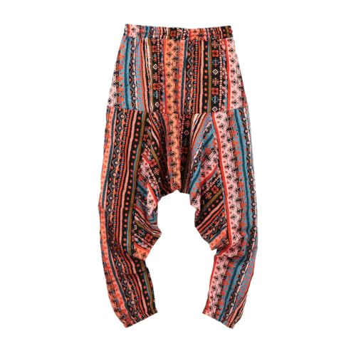 HZCX FASHION Mens Womens Flowy Boho Hippie Print Baggy Beach Pants Drop Crotch Harem Aladdin Yoga Lightweight Slack Jogger2