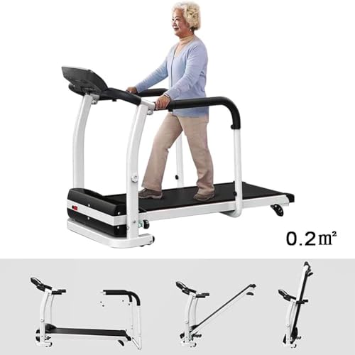 Image of Electric Rehabilitation Treadmill for Elderly | Folding Walking Machine with Safety Handrails and LED Display | Home Fitness Exercise Limb Recovery Indoor Training