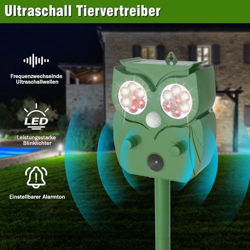 Katzenschreck Ultraschall 2 Stück, Katzenschreck für Garten, Wasserdicht IP65, 5 Vertreibungsmodi, zur Vertreibung von streunenden Katzen