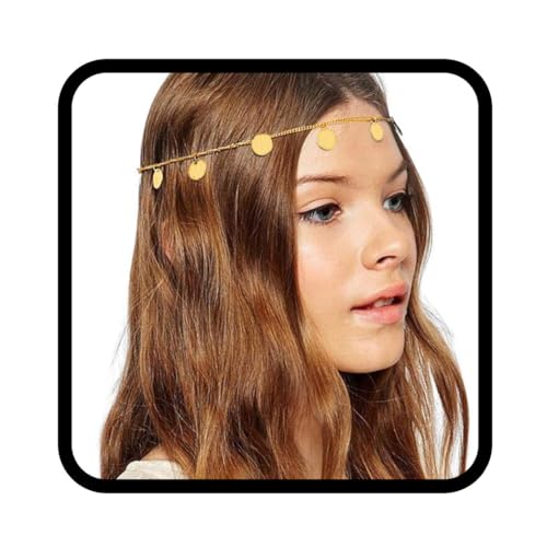 Edary Boho gland tête chaîne or sequin casque bal festival front chaîne fête de mariage danse du ventre cheveux accessoires dames et filles bijoux (1ère...