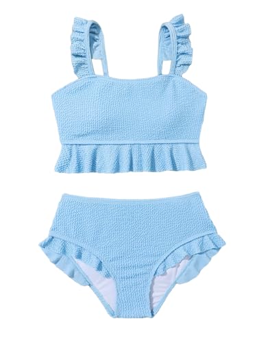 Floerns Girl's 2 Piece Bathing Suit Ruffle Trim Summer Bikini Swimsuit - Main Image