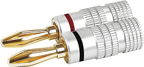 Image of [ 8 Pieces (4 Pcs Red & 4 Pcs Black) ] Speaker banana plug,Crimp & Twist Closed Screw Audio Banana Plugs for Speaker Wire (4 Pairs)