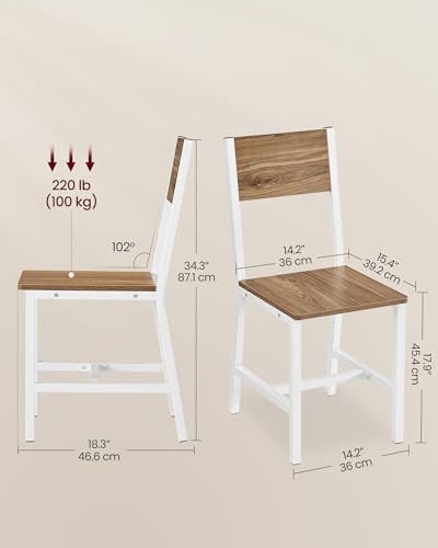 Image of VASAGLE Dining Chair Set of 4, Wood Kitchen Chairs with Metal Steel Frame, Easy to Assemble, Comfortable Seat, Modern Farmhouse Chair for Kitchen, Bedroom, Living Room, Wheat Brown and Cloud White