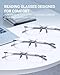 TERAISE Rimless Reading Glasses Comfortable Lightweight Frameless Reader 3 Pack Men and Women Blue Light Blocking Computer Eyeglasses(2.5X)