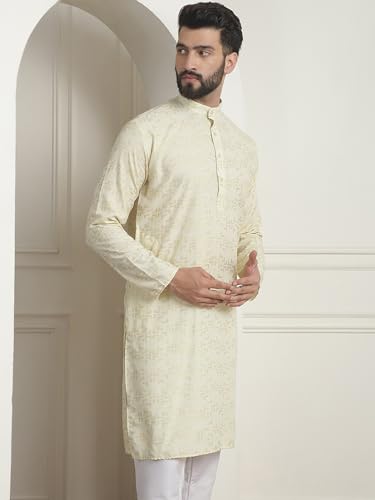 Image of SOJANYA (Since 1958 Men's Cotton Embroidered Printed Only Long Kurta