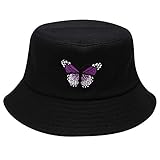 EOWO Butterfly Print Fisherman Cap Sun Fedora Beach Hat for Women Wide Brim hat Floppy Foldable Hat...