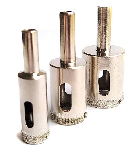 Drilax Diamond Drill Bit Set 1 2 (0.5) 3 4 (0.75) 1 inch Tile Hole Saw Kit Ceramic Porcelain Glass Bottle Flower Pot Drain Hole 3 Pieces Pack