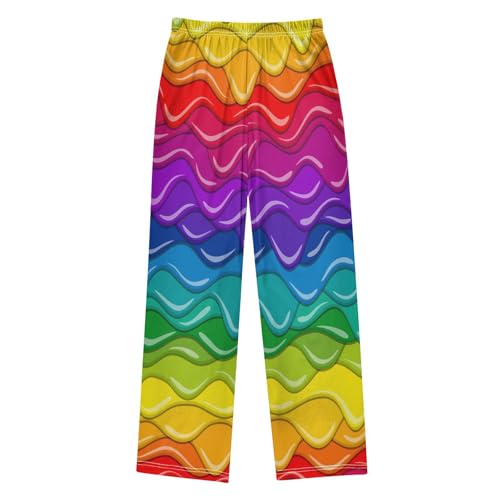 Rainbow Glaze Boys Pants Boys Athletic Pants Long Pant for Boywith Pockets Wide-Leg Size 6-14Y2