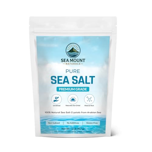 Sea Mount Naturals Pure Sea Salt,2 lb Resealable Bag | Natural Sea Salt for Cooking, Baking, Seasoning & Finishing Dishes.
